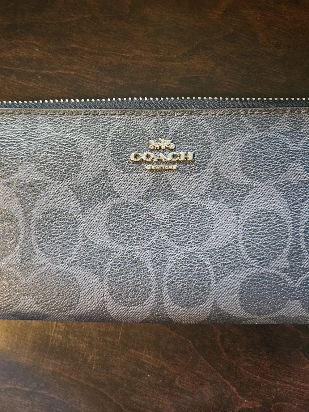 COACH Women's Signature Zip Wallet - Navy